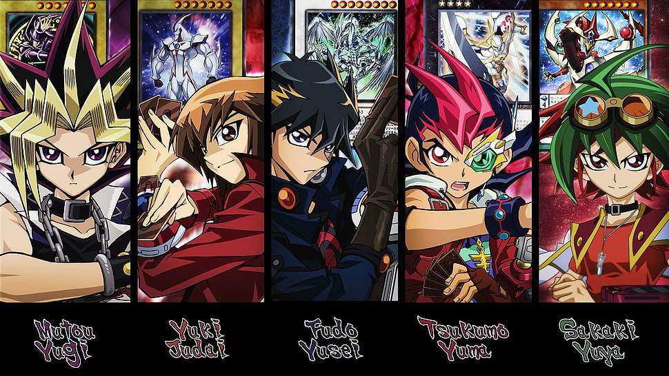 Yu-Gi-Oh! character collage, yugioh, Duelyst, anime, protagonist HD wallpaper