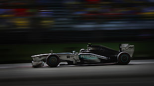 black and white vehicle, car, Mercedes F1