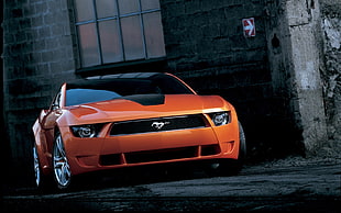orange Ford Mustang, Ford Mustang, orange cars, car, vehicle HD wallpaper
