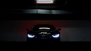 black BMW coupe, BMW i8, car, vehicle, parking lot HD wallpaper