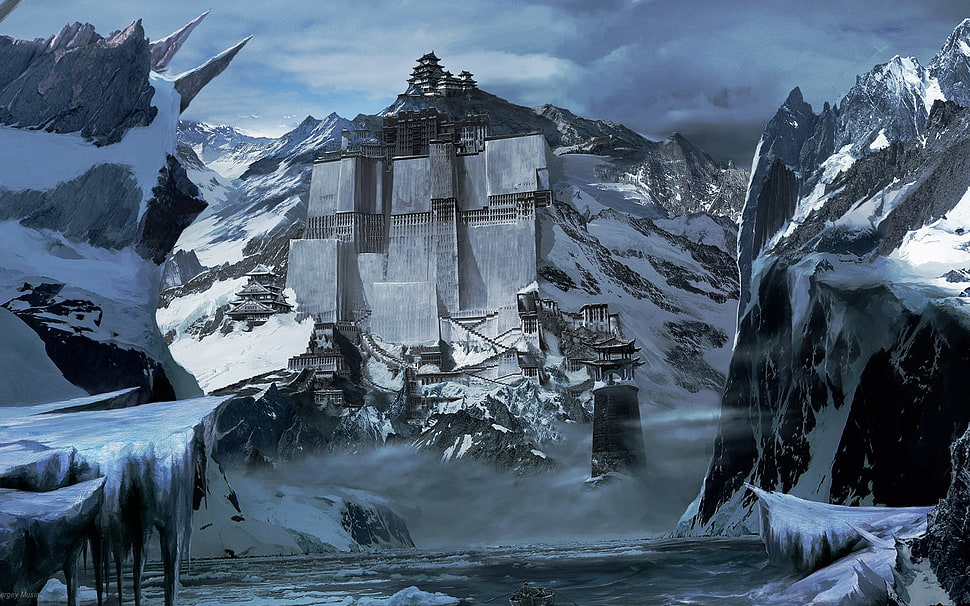 Cloud City in Tibet displayed HD wallpaper