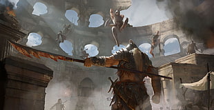 game application digital wallpaper, fantasy art, warrior, arena, fighting