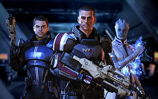 people holding weapon video game wallpaper, Mass Effect, video games