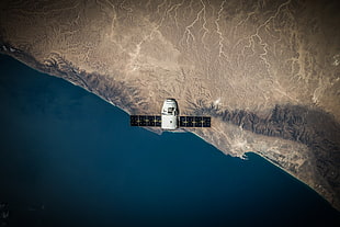 white satellite, aerial view, satellite, sea