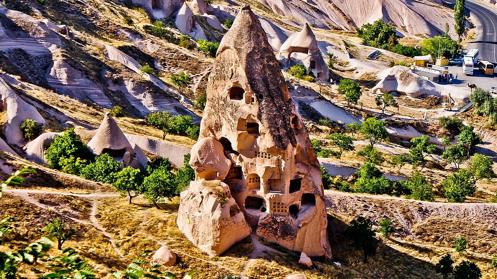 green trees, Cappadocia HD wallpaper
