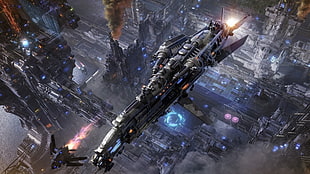space ship 3D wallpaper, spaceship, space station, Supreme Commander , video games