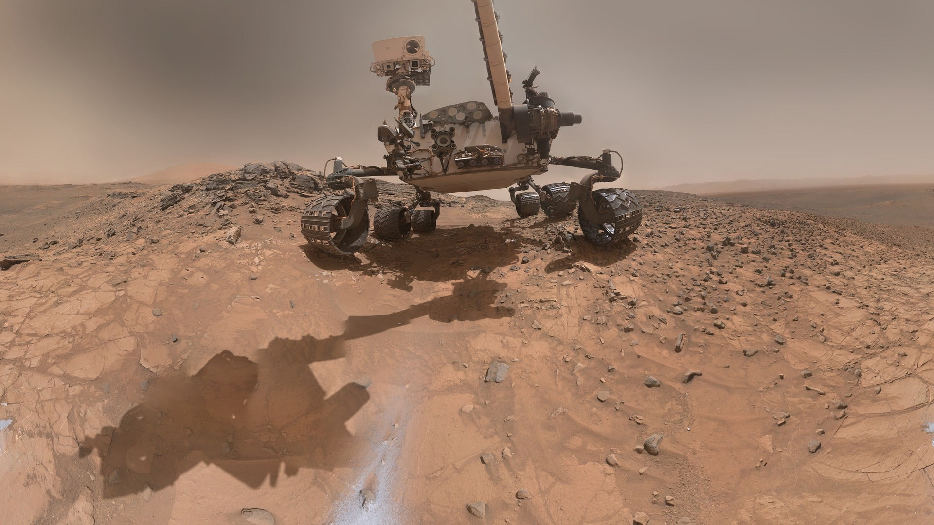 black all-terrain vehicle, Curiosity, Mars, Rover, self portraits