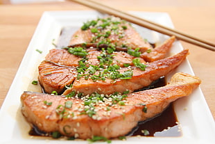 salmon dish with garnish HD wallpaper