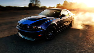 blue Dodge Challenger, car, Ford Mustang, blue HD wallpaper