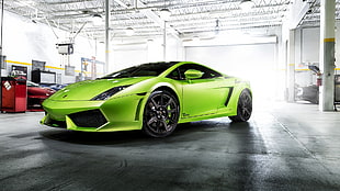 green Lamborghini Gallardo HD wallpaper