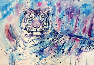 tiger painting, white tigers, tiger, artwork, painting HD wallpaper