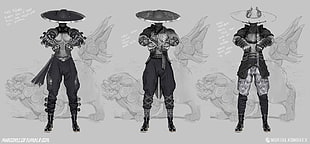three fictional character anime man screenshot, Mortal Kombat X, concept art, digital art, artwork