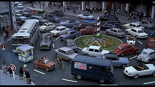 vehicle lot, Jacques Tati, Monsieur Hulot, Playtime, car