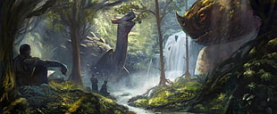 dinosaur illustration, fantasy art, artwork