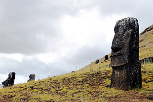 stone hedge, Moai, rano raraku, Easter Island, isla de pascua HD wallpaper