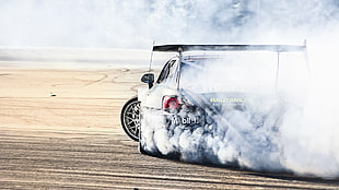 white racing car, car, drift HD wallpaper