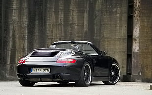 black Porsche 911 convertible, car, black cars, vehicle