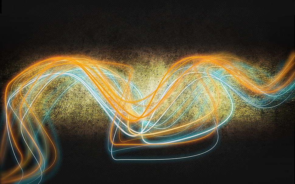 orange and blue lighting graphic art HD wallpaper