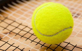 closeup photo of yellow tennis ball HD wallpaper