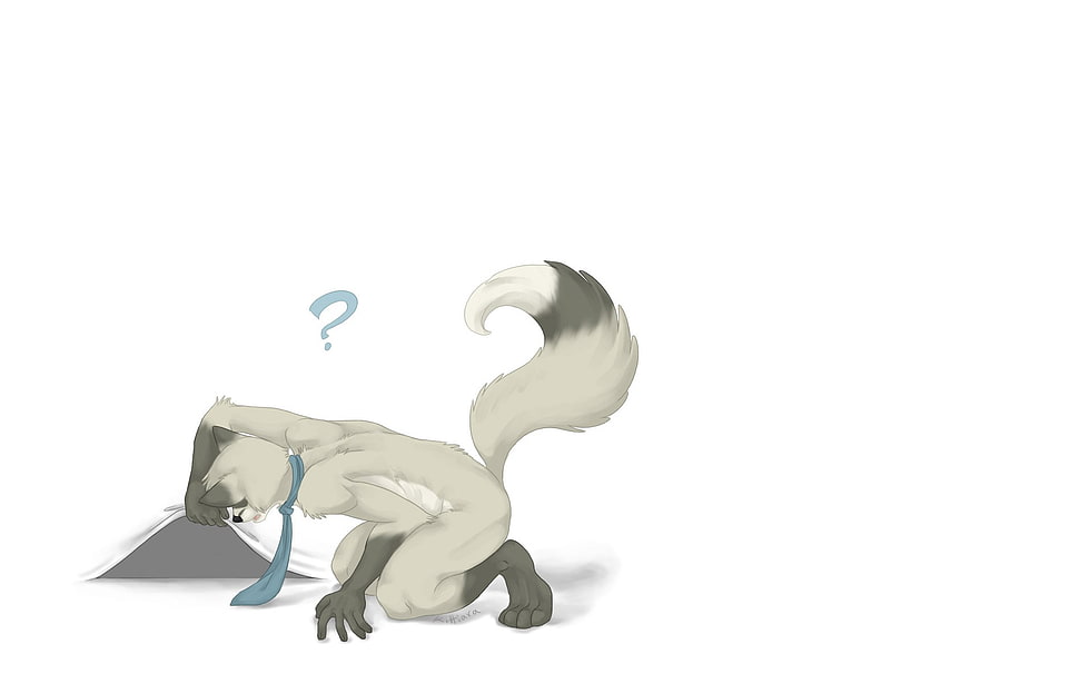 wolf looking under carpet illustration, furry, Anthro HD wallpaper