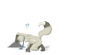 wolf looking under carpet illustration, furry, Anthro