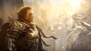 man wearing silver knight armor illustration HD wallpaper