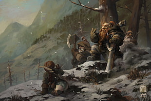 dwarf illustration, fantasy art, dwarfs, digital art HD wallpaper