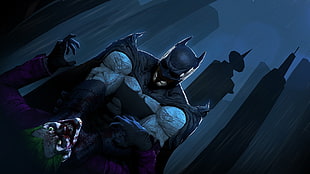 Batman illustration, Batman, Joker, DC Comics, Gotham City