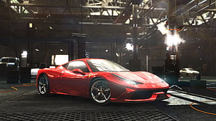 red Ferrari supercar, Ferrari 458 Speciale, Ferrari, The Crew, Ubisoft HD wallpaper