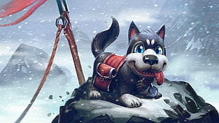 black puppy character illustration, Dota 2, Loading screen