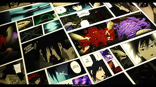 black flat screen TV, anime, Naruto Shippuuden, Uchiha Sasuke, Uchiha Itachi HD wallpaper