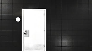 closed white door, door, white, black HD wallpaper