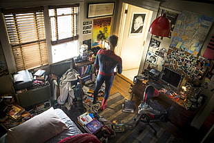 Spider-Man costume, Spider-Man, Peter Parker, room, clutter
