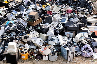 gray CRT monitor lot, trash, technology, cassette, Retro computers