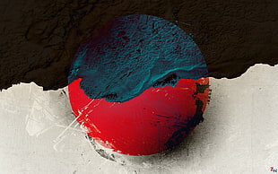 black, red, and teal abstract illustration, white, red, disaster, Japan