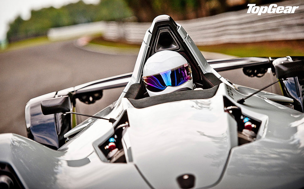 white TopGear formula car poster, The Stig, Top Gear HD wallpaper