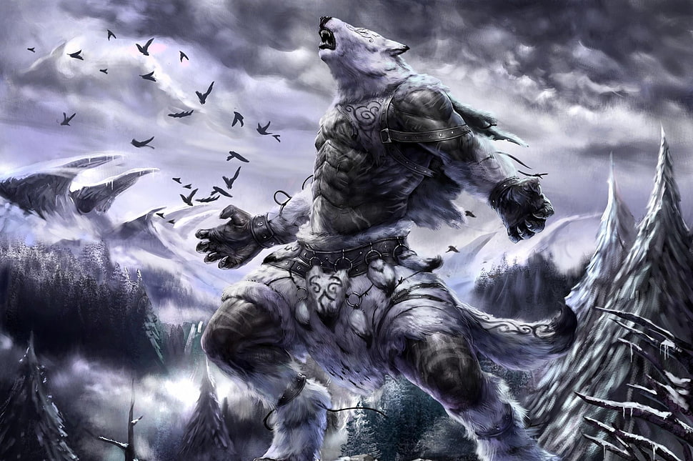 Wolf gaming Character illustration HD wallpaper