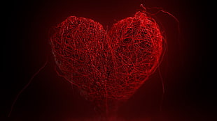 red heart digital wallpaper, heart, Valentine, vector art, yarn