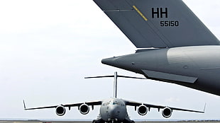 gray aircraft, military aircraft, airplane, sky, jets HD wallpaper