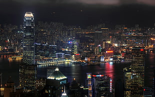 City lights aerial photo HD wallpaper