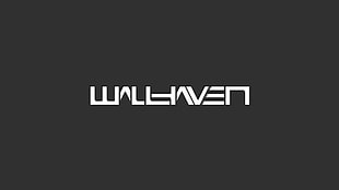 white brand logo, wallhaven, fan art, simple background, gray