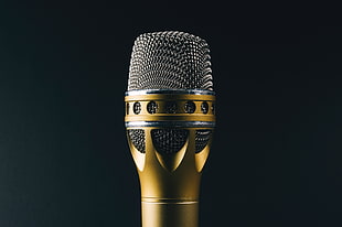 gold microphone, Microphone, Hardware, Audio