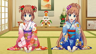 two brown haired female illustration, Madobe Yuu, Madobe Ai, Windows 8 HD wallpaper