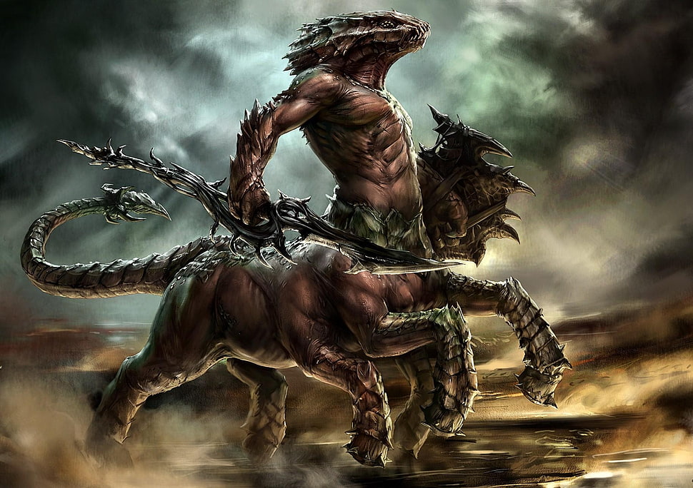 evil creature preparing for battle HD wallpaper