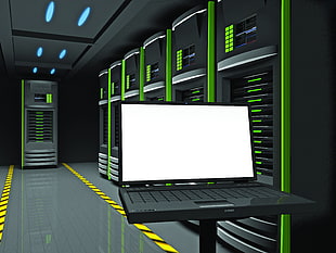 black turned on laptop illustration