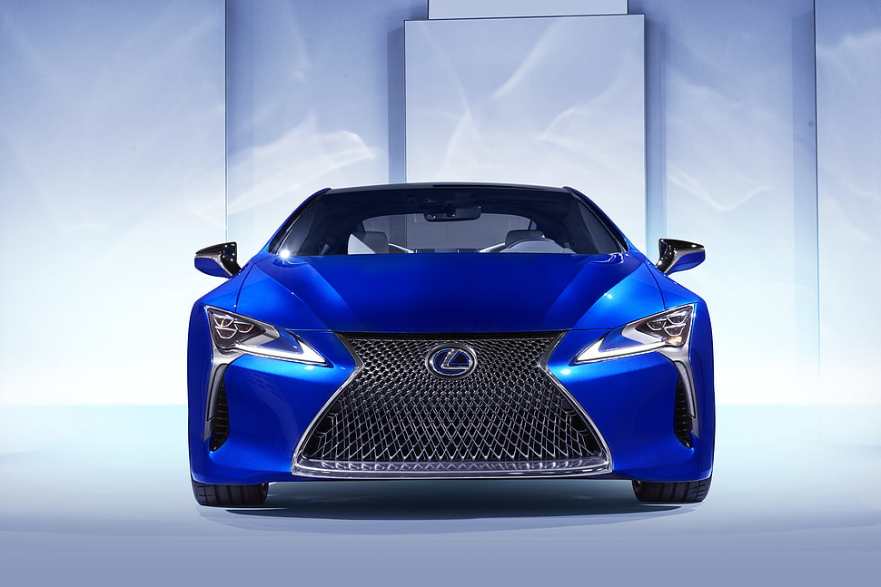 blue Lexus car with white background HD wallpaper