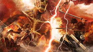 Attack of Titans poster, Shingeki no Kyojin, Eren Jeager, Mikasa Ackerman, anime