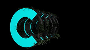 blue letter C logo, Cinema 4D, 3D, digital art