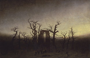 bare tree photos, painting, landscape, Gothic, Caspar David Friedrich