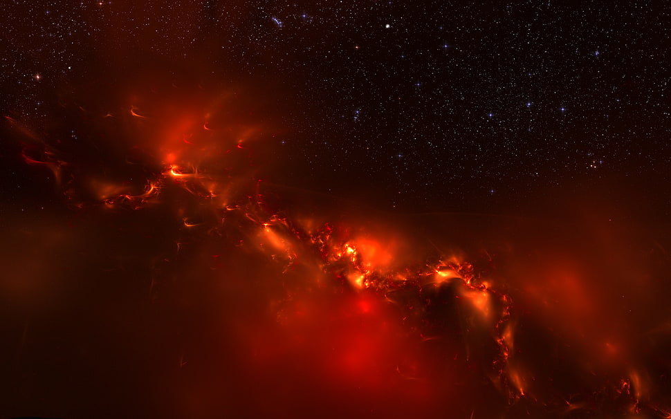 red milky way, space, stars, galaxy, nebula HD wallpaper